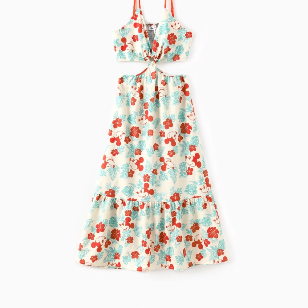 Floral Disney Dress - orange and Blue